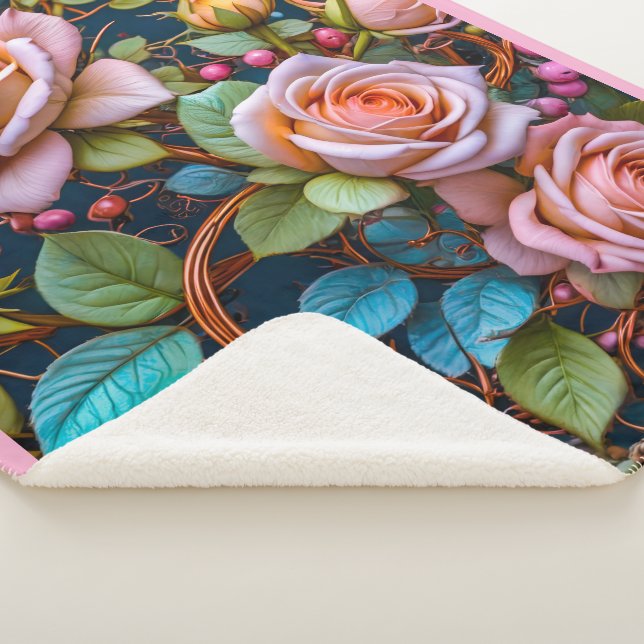 Cobertor Sherpa (Rosas Vintage) (3/4)