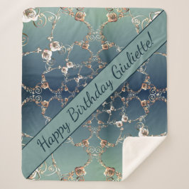 Cobertor Sherpa Rose Web on Gradient Blue Sherpa Blanket