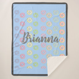 Cobertor Sherpa Rosquinha de nome personalizado azul Sherpa Blanke