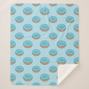 Cobertor Sherpa Rosquinha Fosco Azul com Cartoon Sprinkles