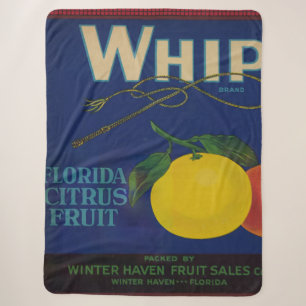 Cobertor Sherpa Rótulo de Fruta de Citrus do Whip Vintage