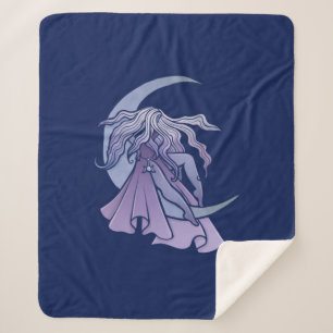 Cobertor Sherpa Roxo Deusa da Lua Wiccan Triple Moon - Símbolo de 
