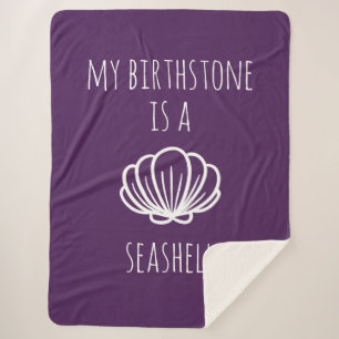 Cobertor Sherpa Roxo e Branco Meu Birthstone é uma concha