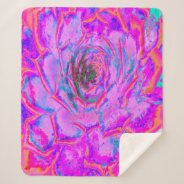 Cobertor Sherpa Roxo e Magenta Suculenta Sedum Roseta