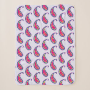 Cobertor Sherpa Roxo e Rosa Paisley
