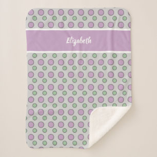 Cobertor Sherpa Roxo e verde com bolinhas e nome