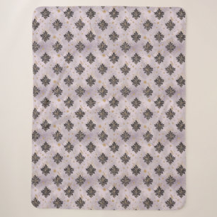 Cobertor Sherpa Roxo Preto Ouro Abstrato
