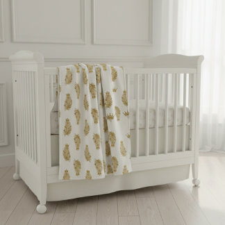 Cobertor Sherpa Royal Gold Palm & Crown Pattern Custom Sherpa Baby