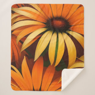 Cobertor Sherpa Royal Orange Coneflowers