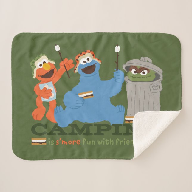 Cobertor Sherpa Rua Sésamo | Camping É Mais Divertido Com Amigos (Frente (Horizontal))