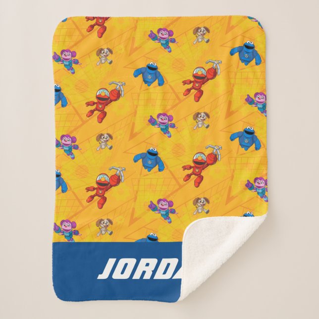 Cobertor Sherpa Rua Sésamo | Construção Mecha | Adicionar nome (Frente)