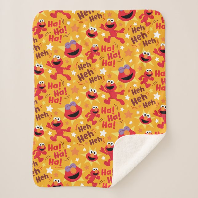 Cobertor Sherpa Rua Sésamo | Elmo Ha! Ha! Ha! Estampa (Frente)