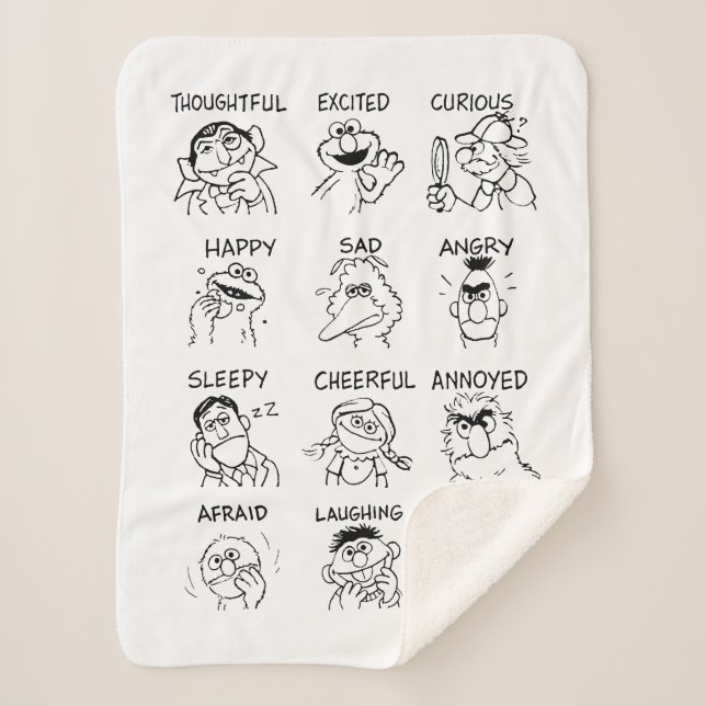 Cobertor Sherpa Rua Sésamo | Emoções e sentimentos (Frente)
