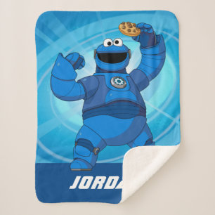 Cobertor Sherpa Rua Sésamo Mecha Builders Cookie Monster