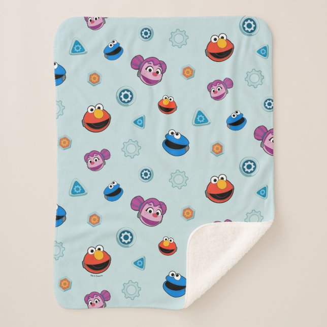 Cobertor Sherpa Rua Sésamo | Mecha Construtores Rostos | Adicionar (Frente)