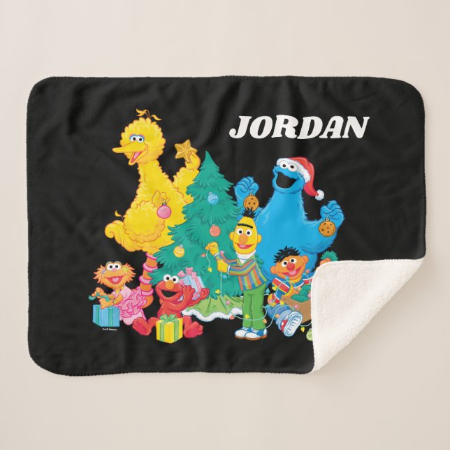 Cobertor Sherpa Rua Sésamo | Salas de Natal (Frente (Horizontal))