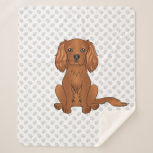 Cobertor Sherpa Ruby Cavalier King Charles Spaniel & Paws