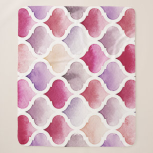 Cobertor Sherpa Rug Marroquino: Padrão De Tangier De Aquarela.