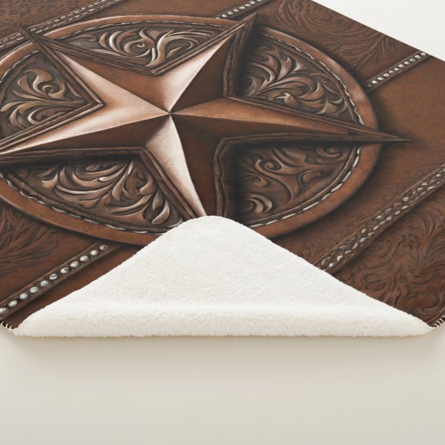 Cobertor Sherpa Russo Farmhouse Cowboy Western Country Texas Star (3/4)