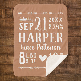 Cobertor Sherpa Rust Baby Girl Birds Stats Keepsaee