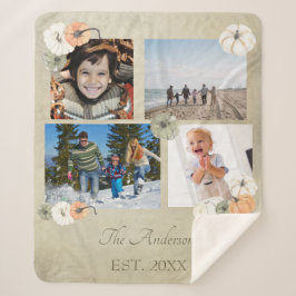 Cobertor Sherpa Rustic Autumn White, Orange Pumpkins Personalizado