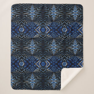 Cobertor Sherpa Rustic Boho Marinho Blue Black Trendy Tribal Étnic