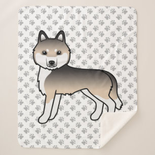 Cobertor Sherpa Sable Siberian Husky Cute Cartoon Dog