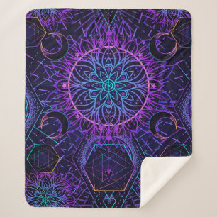 Cobertor Sherpa Sacred Geometry seamless pattern. Hindu symbols of