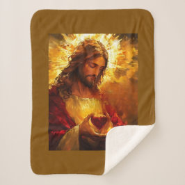 Cobertor Sherpa Sacred Heart of Jesus 