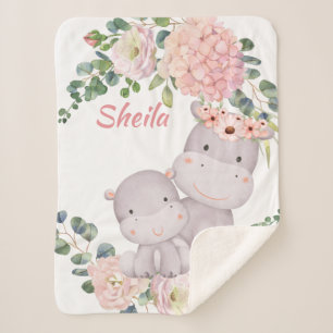 Cobertor Sherpa Safari Animal Personalizado Menina Blanket