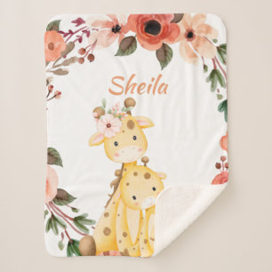 Cobertor Sherpa Safari Animal Personalizado Menina Blanket