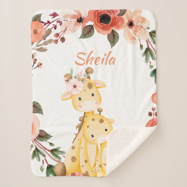 Cobertor Sherpa Safari Animal Personalizado Menina Blanket (Frente)