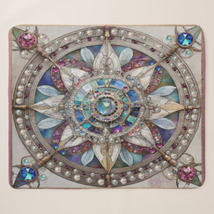 Cobertor Sherpa Safiras Rosa e Azul Diamantes Pérolas Mandala
