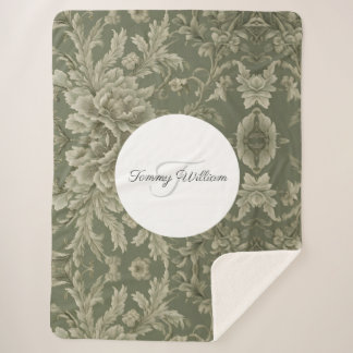 Cobertor Sherpa Sage Green Flora Elegant