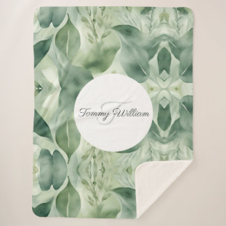 Cobertor Sherpa Sage Green Flora Elegant