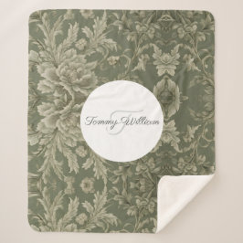 Cobertor Sherpa Sage Green Flora Elegante Sherpa Blanket