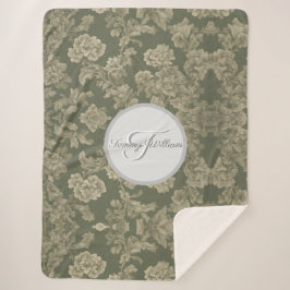 Cobertor Sherpa Sage Green Flora Elegante Sherpa Blanket