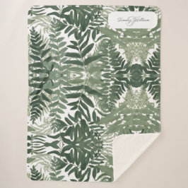 Cobertor Sherpa Sage Green Floral Elegante