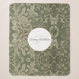 Cobertor Sherpa Sage Green Floral Elegante