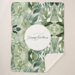 Cobertor Sherpa Sage Green Floral Elegante