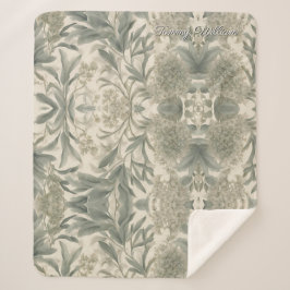 Cobertor Sherpa Sage Green Floral Elegante