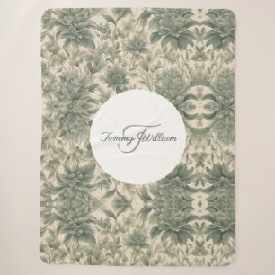 Cobertor Sherpa Sage Green Floral Elegante