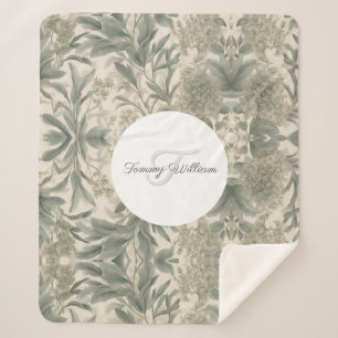 Cobertor Sherpa Sage Green Floral Elegante