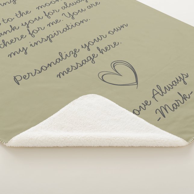 Cobertor Sherpa Sage - Letra ou Mensagem de Amor Manuscrita (3/4)