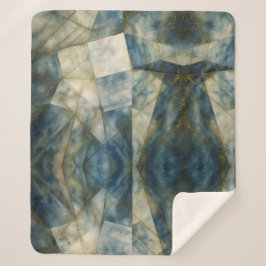 Cobertor Sherpa Sage Olive Green Dourado Geométrico Abstrato natur