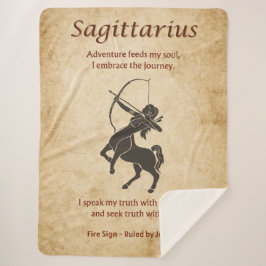 Cobertor Sherpa Sagittarius Zodiac Sign with Affirmations