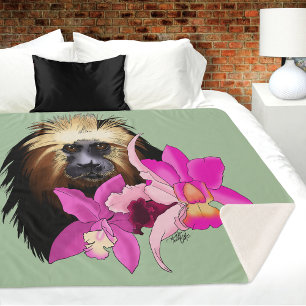 Cobertor Sherpa Sagui Floral de Cabeça Dourada