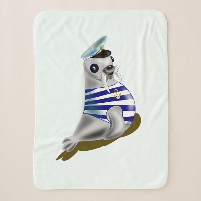 Cobertor Sherpa Saile Engraçado Bebê Engraçado Sherpa Blanco Escol (Frente)