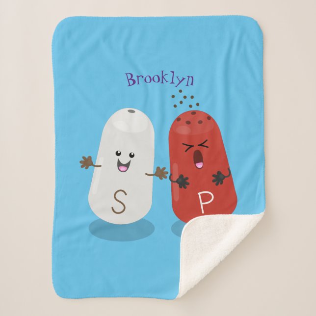 Cobertor Sherpa Sal kawaii e cartografia dos pimentões (Frente)