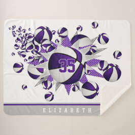 Cobertor Sherpa Sala de esportes de meninas decoram cestos roxos e